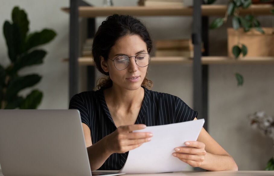 woman reading a contract